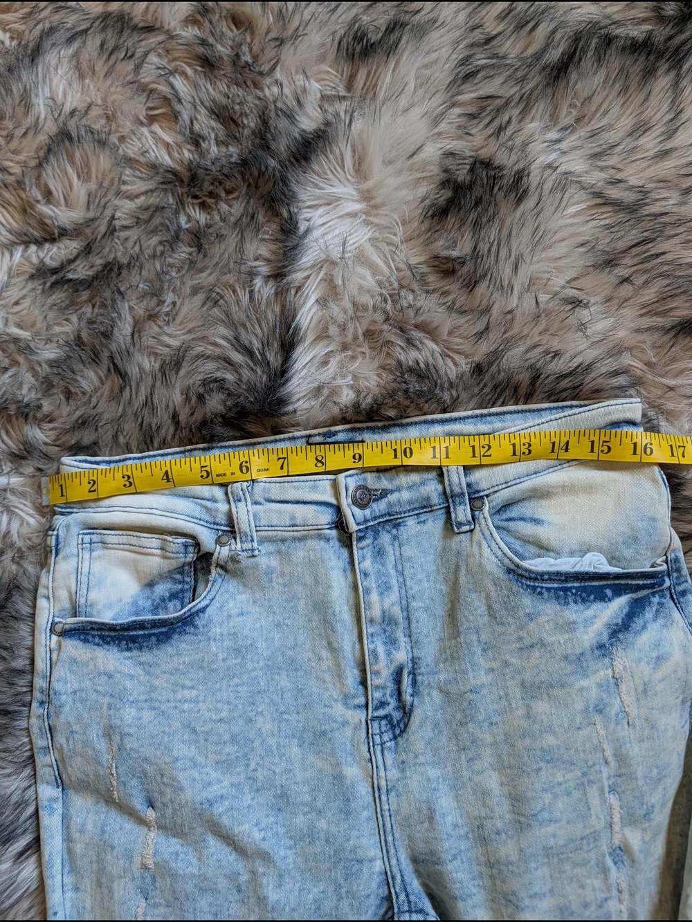Reason Streetwear Acid Wash Moto Jeans Padded Underlay Rips Style #RSP-290 - Picture 4 of 6